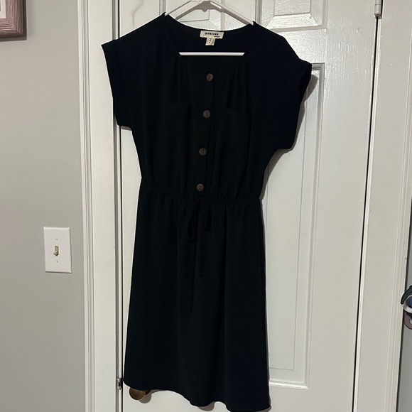Monteau Black Midi Dress with Button Detail size medium - Picture 1 of 4